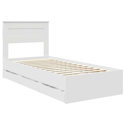Bed Frame with Drawer White 75 x 190 cm Engineer Wood