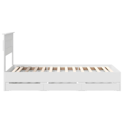 Bed Frame with Drawer White 75 x 190 cm Engineer Wood