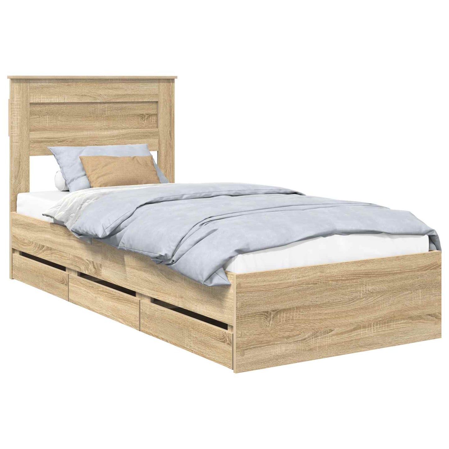 Bed Frame with Drawer Sonoma Oak 75 x 190 cm Engineer Wood