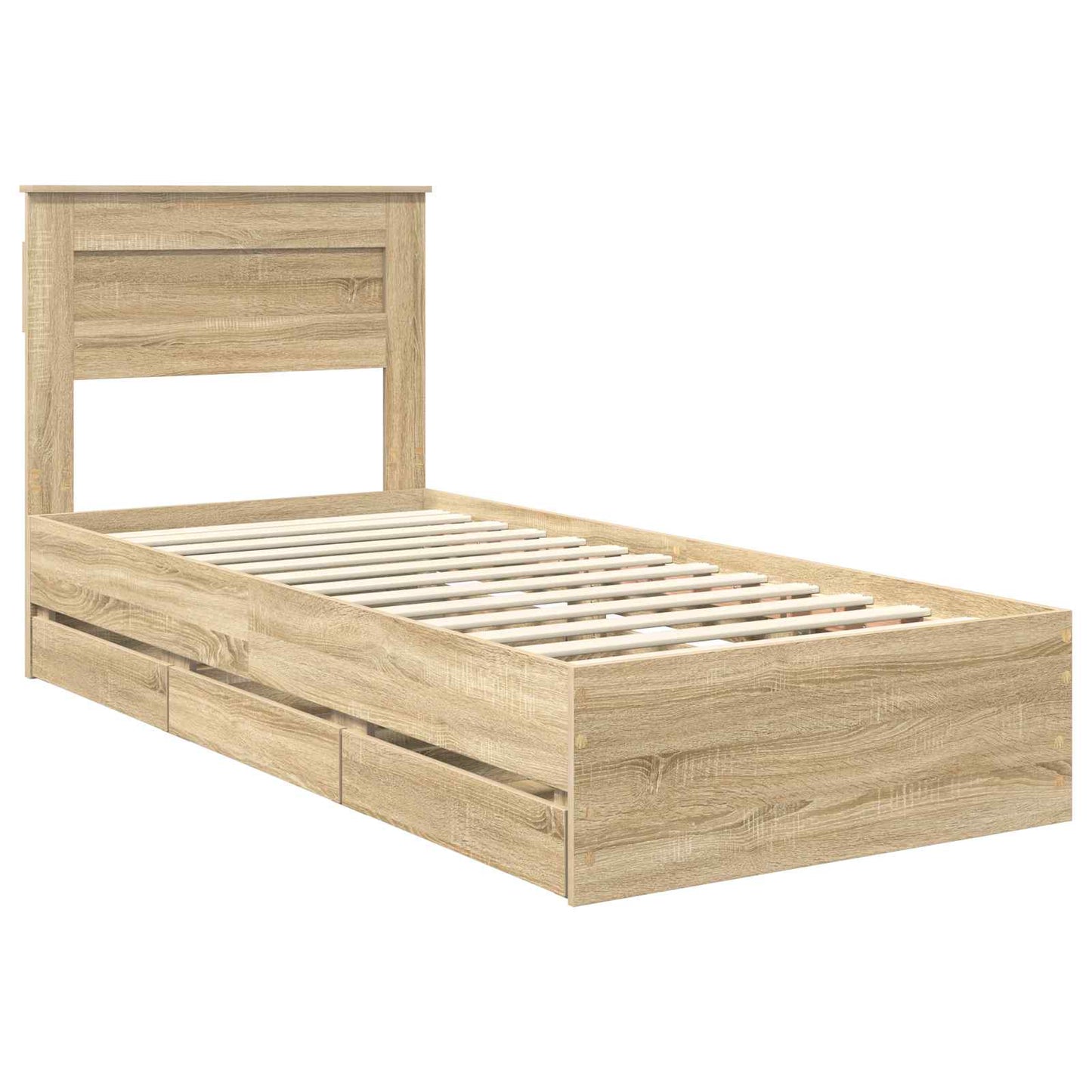 Bed Frame with Drawer Sonoma Oak 75 x 190 cm Engineer Wood