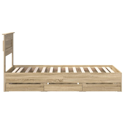 Bed Frame with Drawer Sonoma Oak 75 x 190 cm Engineer Wood
