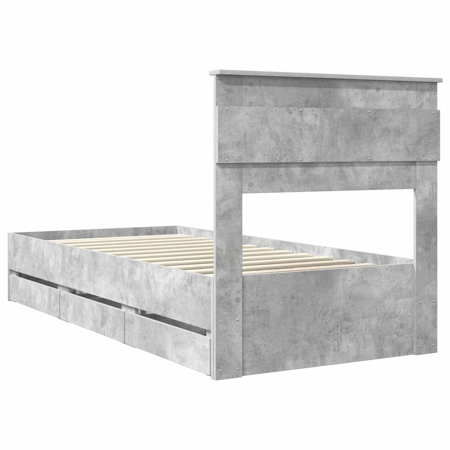 Bed Frame with Drawer Concrete Grey 75 x 190 cm Engineer Wood