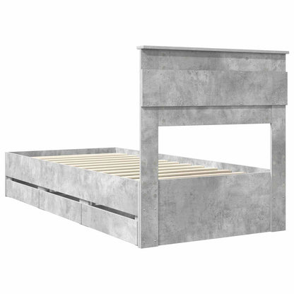 Bed Frame with Drawer Concrete Grey 75 x 190 cm Engineer Wood