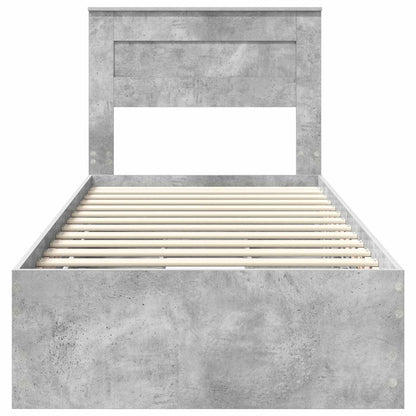 Bed Frame with Drawer Concrete Grey 75 x 190 cm Engineer Wood