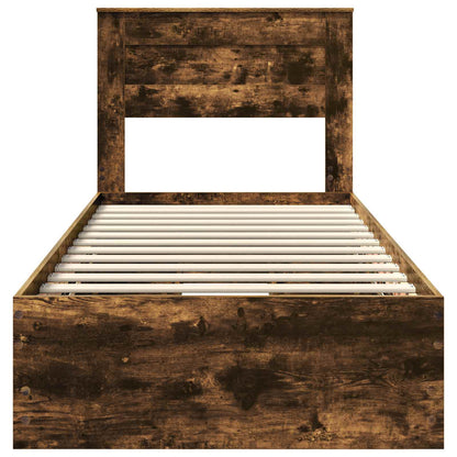 Bed Frame with Drawer Smoked Oak 75 x 190 cm Engineer Wood