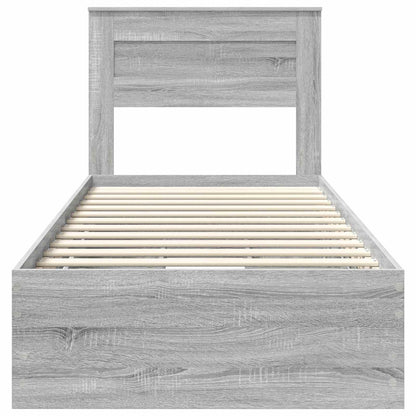 Bed Frame with Drawer Grey Sonoma 75 x 190 cm Engineer Wood