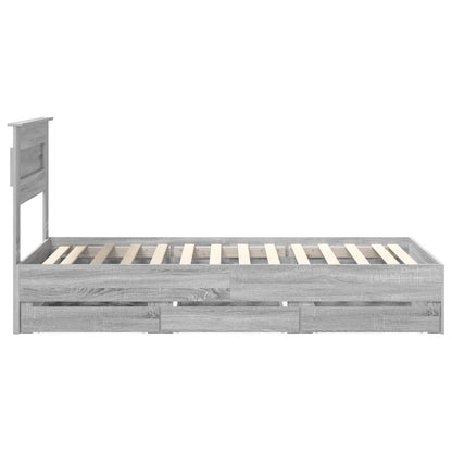 Bed Frame with Drawer Grey Sonoma 75 x 190 cm Engineer Wood