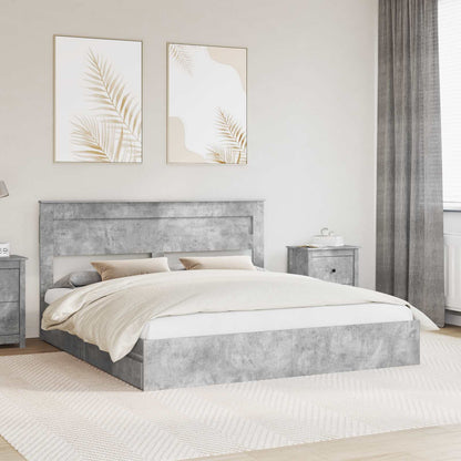Storage Bed Concrete Grey 200 x 200 cm Engineered Wood