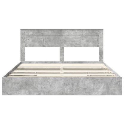 Storage Bed Concrete Grey 200 x 200 cm Engineered Wood