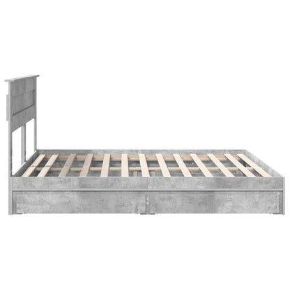 Storage Bed Concrete Grey 200 x 200 cm Engineered Wood