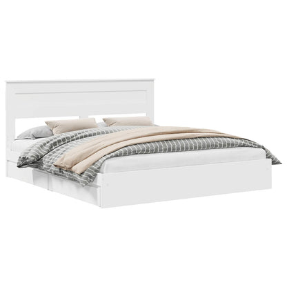 Storage Bed with Headboard White 180 x 200 cm Engineered Wood