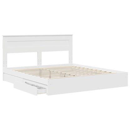 Storage Bed with Headboard White 180 x 200 cm Engineered Wood