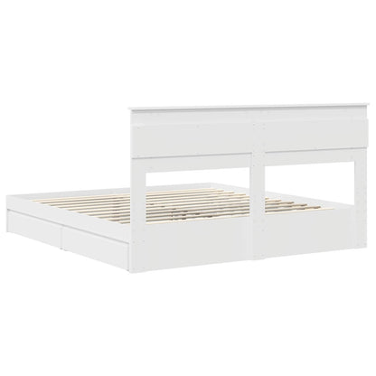 Storage Bed with Headboard White 180 x 200 cm Engineered Wood