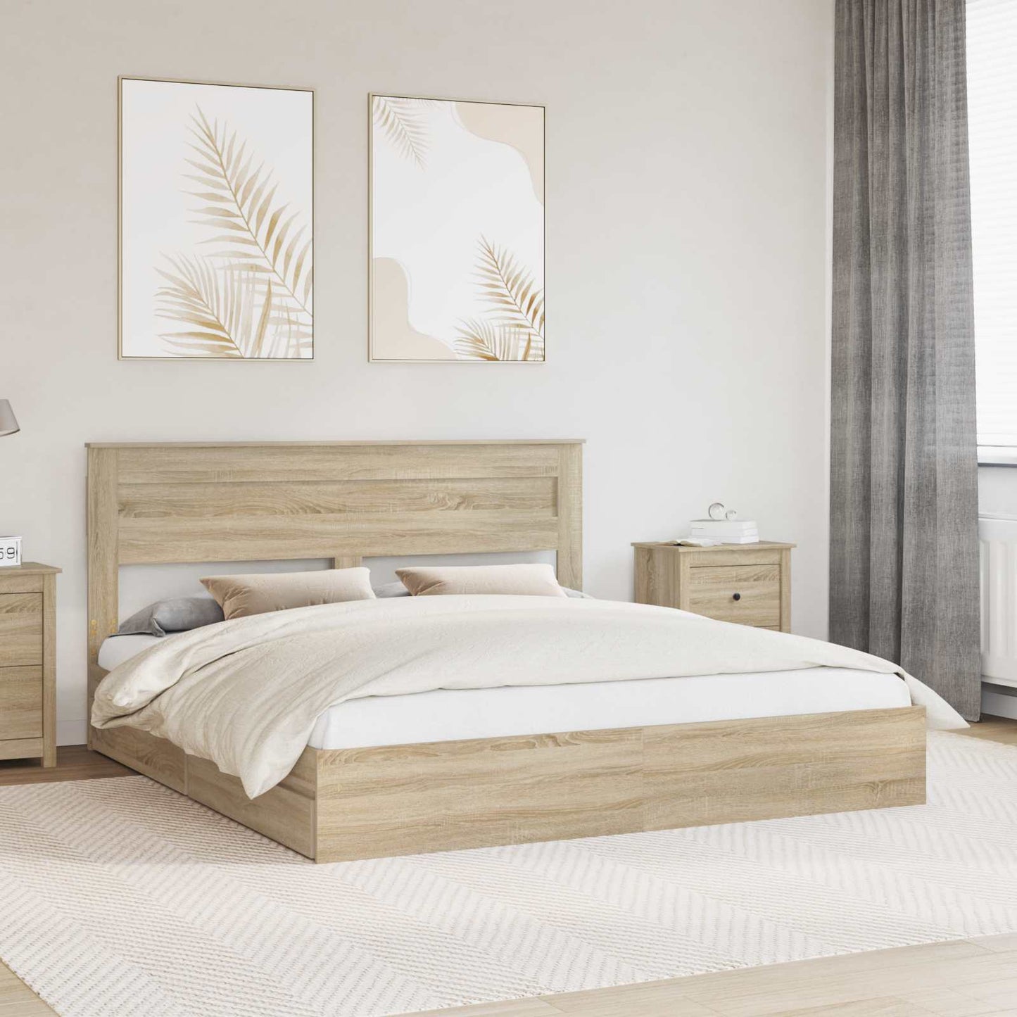 Storage Bed with Drawer Sonoma Oak 180 x 200 cm Engineered Wood