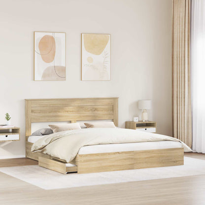 Storage Bed with Drawer Sonoma Oak 180 x 200 cm Engineered Wood