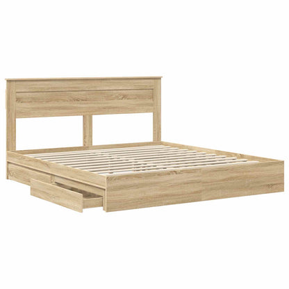 Storage Bed with Drawer Sonoma Oak 180 x 200 cm Engineered Wood