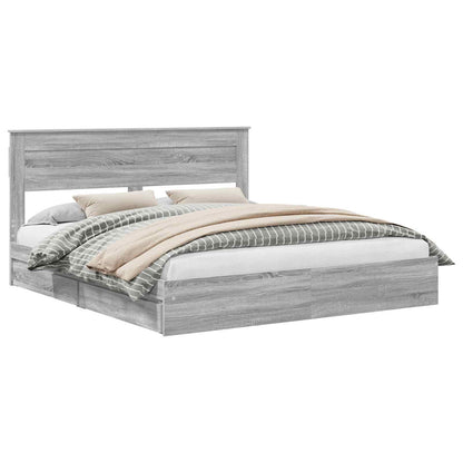 Storage Bed Grey Sonoma 180 x 200 cm Engineered Wood