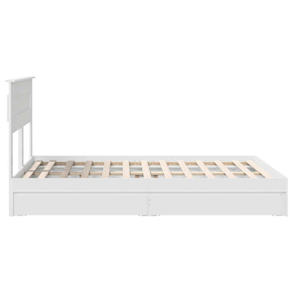 Storage Bed with Headboard White 160 x 200 cm Engineered Wood