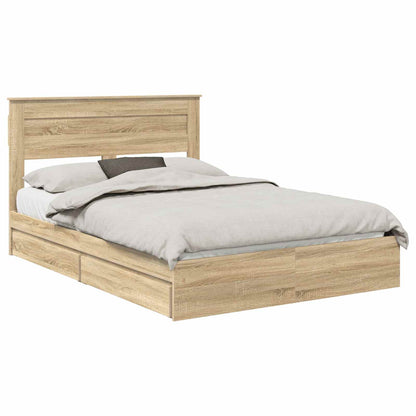 Storage Bed with Drawer Sonoma Oak 160 x 200 cm Engineered Wood