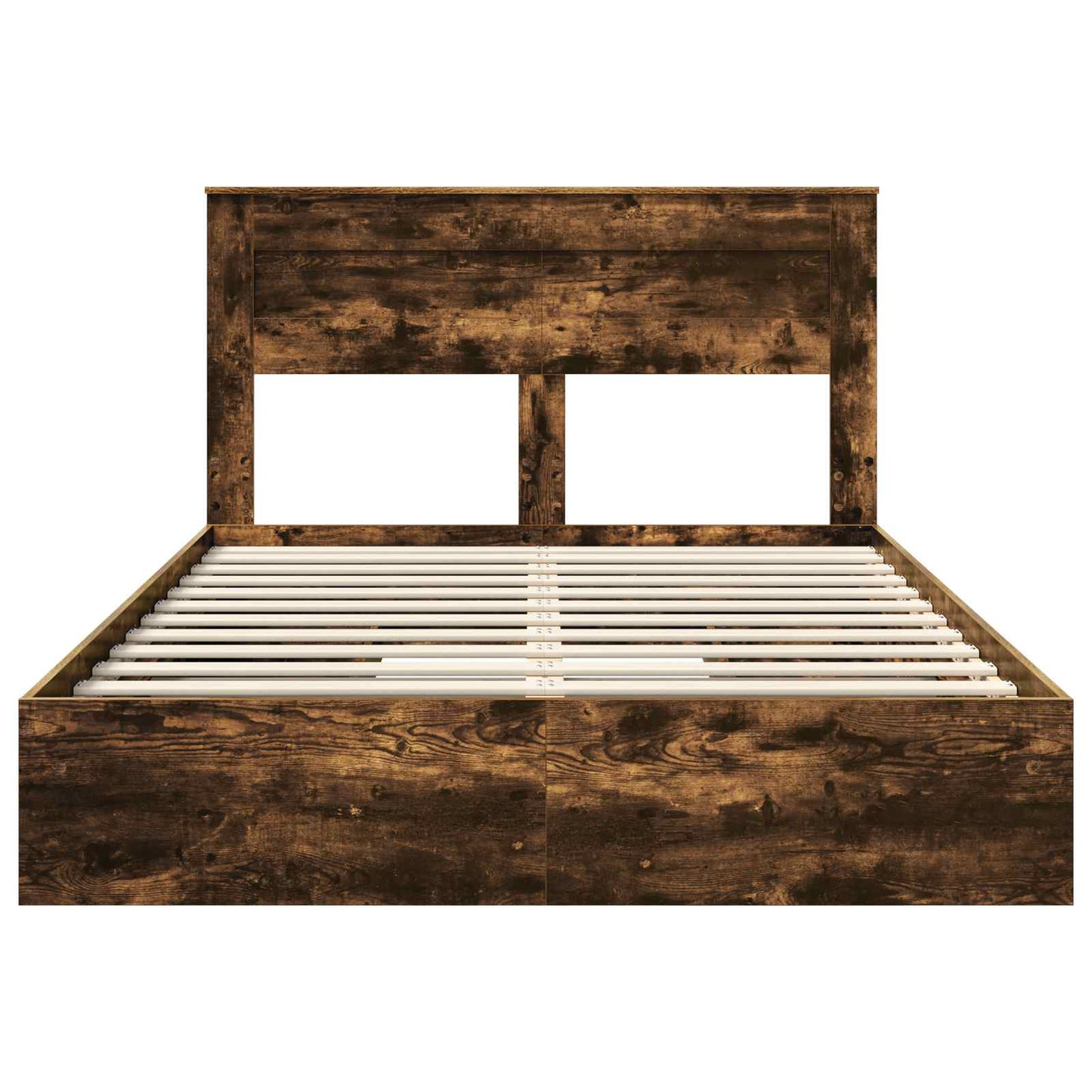 Storage Bed with Drawer Smoked Oak 160 x 200 cm Engineered Wood