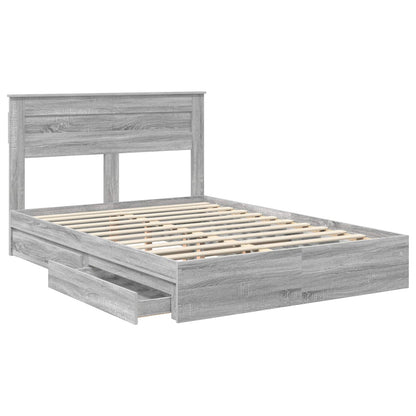 Storage Bed Grey Sonoma 160 x 200 cm Engineered Wood