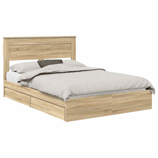Storage Bed with Drawer Sonoma Oak 150 x 200 cm Engineered Wood