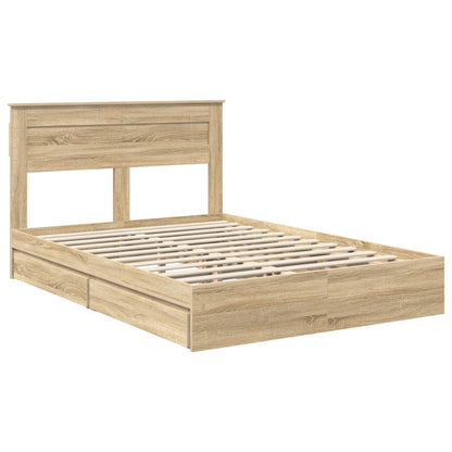 Storage Bed with Drawer Sonoma Oak 150 x 200 cm Engineered Wood