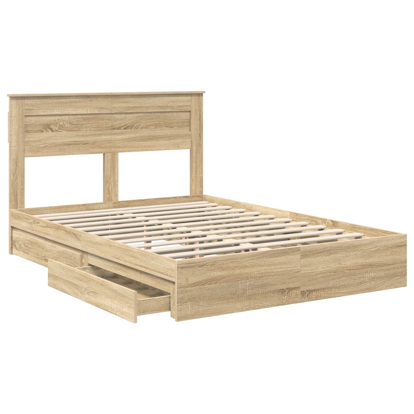 Storage Bed with Drawer Sonoma Oak 150 x 200 cm Engineered Wood