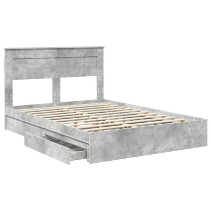 Storage Bed Concrete Grey 150 x 200 cm Engineered Wood