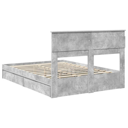 Storage Bed Concrete Grey 150 x 200 cm Engineered Wood