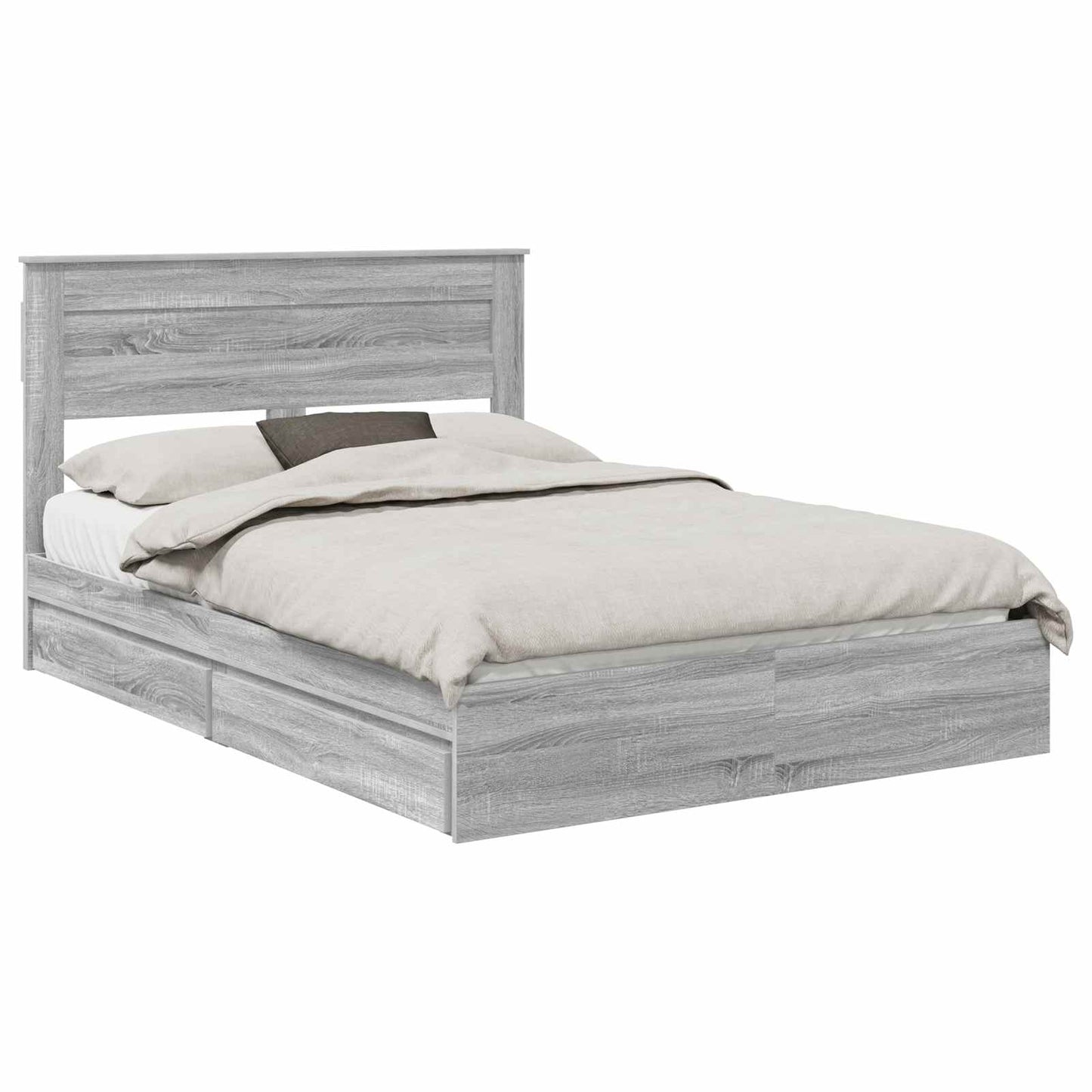 Storage Bed Grey Sonoma 150 x 200 cm Engineered Wood