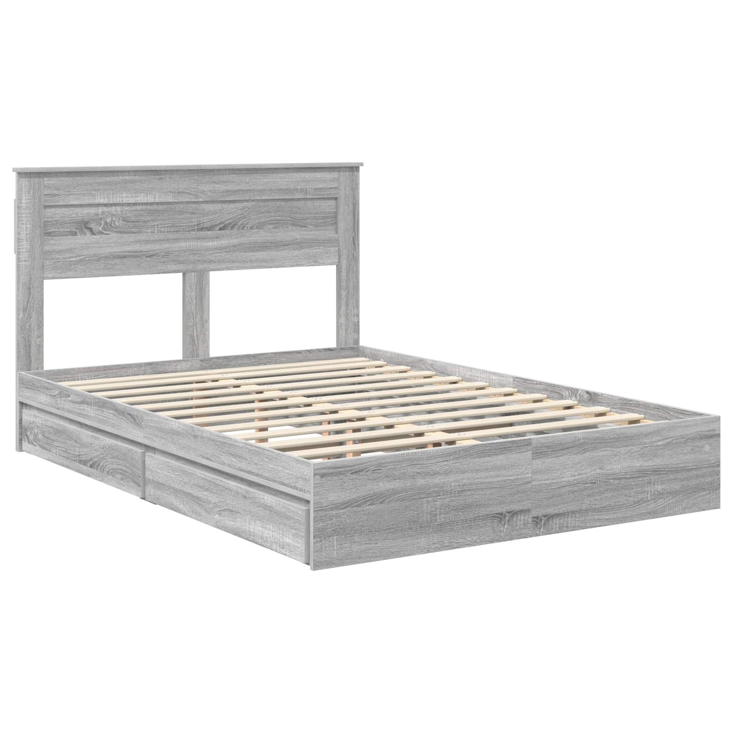Storage Bed Grey Sonoma 150 x 200 cm Engineered Wood