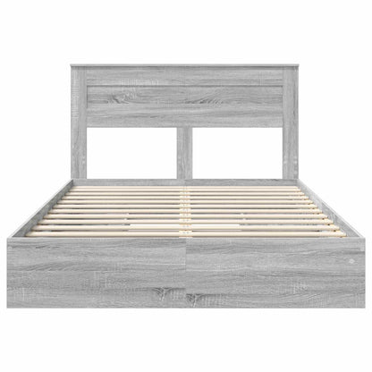 Storage Bed Grey Sonoma 150 x 200 cm Engineered Wood