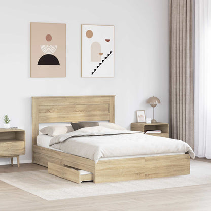 Storage Bed with Drawer Sonoma Oak 140 x 190 cm Engineered Wood