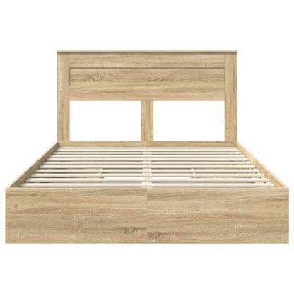 Storage Bed with Drawer Sonoma Oak 140 x 190 cm Engineered Wood