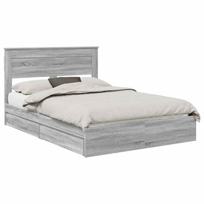 Storage Bed Grey Sonoma 140 x 200 cm Engineered Wood
