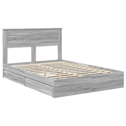Storage Bed Grey Sonoma 140 x 200 cm Engineered Wood