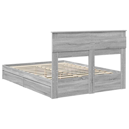 Storage Bed Grey Sonoma 140 x 200 cm Engineered Wood