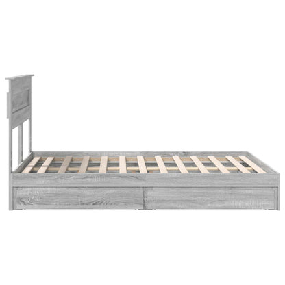 Storage Bed Grey Sonoma 140 x 200 cm Engineered Wood