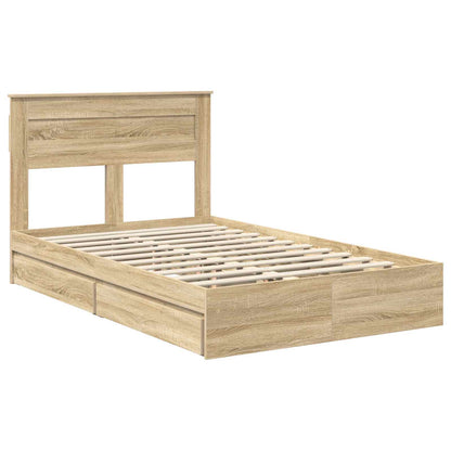 Storage Bed with Drawer Sonoma Oak 135 x 190 cm Engineered Wood