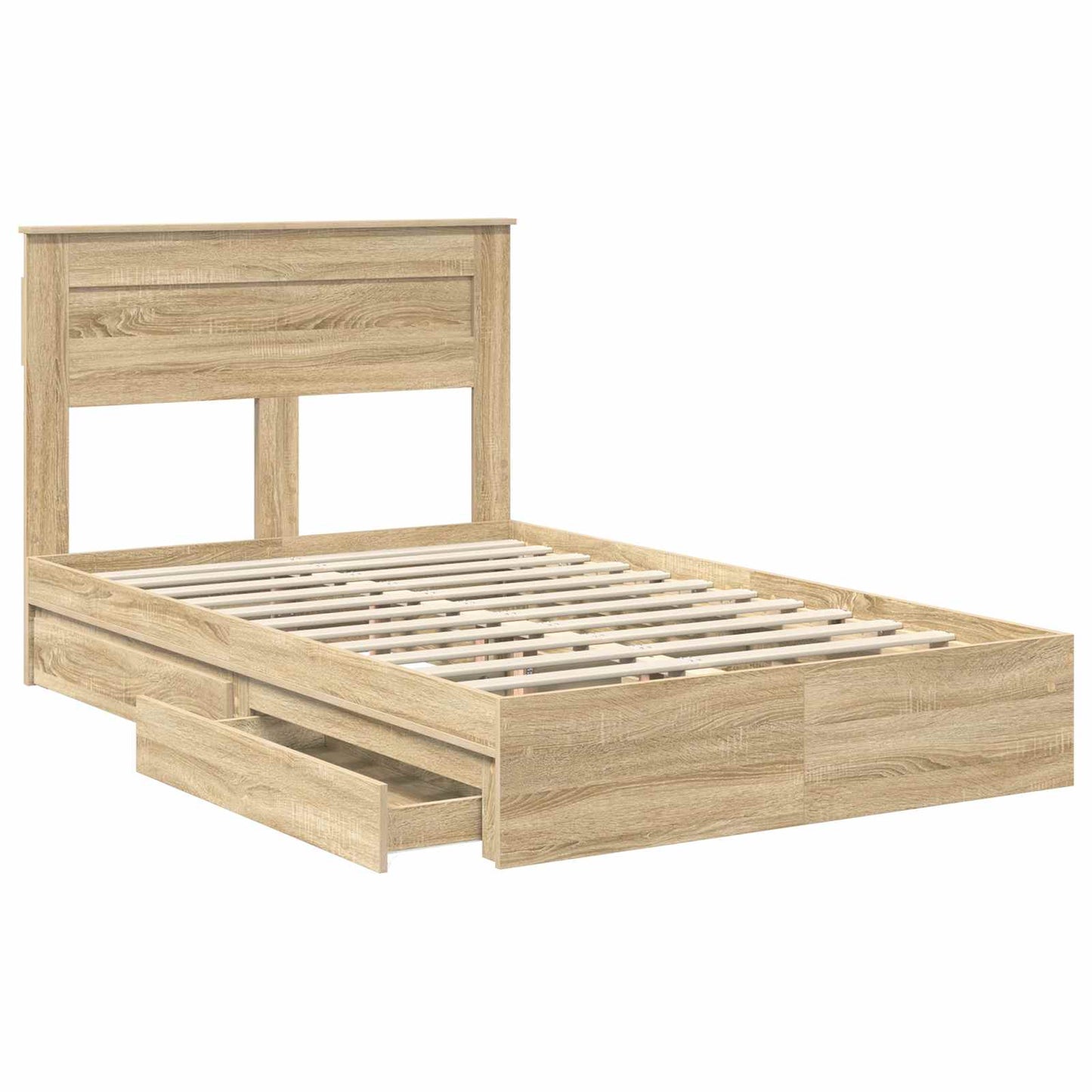 Storage Bed with Drawer Sonoma Oak 135 x 190 cm Engineered Wood