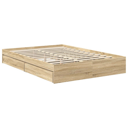 Storage Bed with Drawer Sonoma Oak 135 x 190 cm Engineered Wood