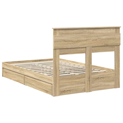 Storage Bed with Drawer Sonoma Oak 135 x 190 cm Engineered Wood