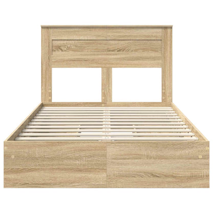 Storage Bed with Drawer Sonoma Oak 135 x 190 cm Engineered Wood
