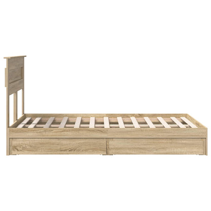Storage Bed with Drawer Sonoma Oak 135 x 190 cm Engineered Wood