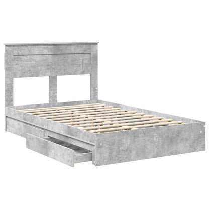 Storage Bed Concrete Grey 135 x 190 cm Engineered Wood