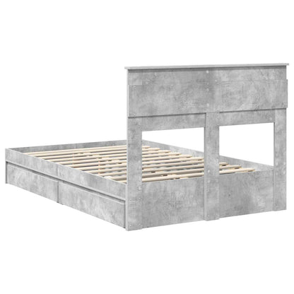 Storage Bed Concrete Grey 135 x 190 cm Engineered Wood