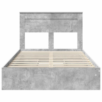 Storage Bed Concrete Grey 135 x 190 cm Engineered Wood