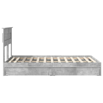 Storage Bed Concrete Grey 135 x 190 cm Engineered Wood