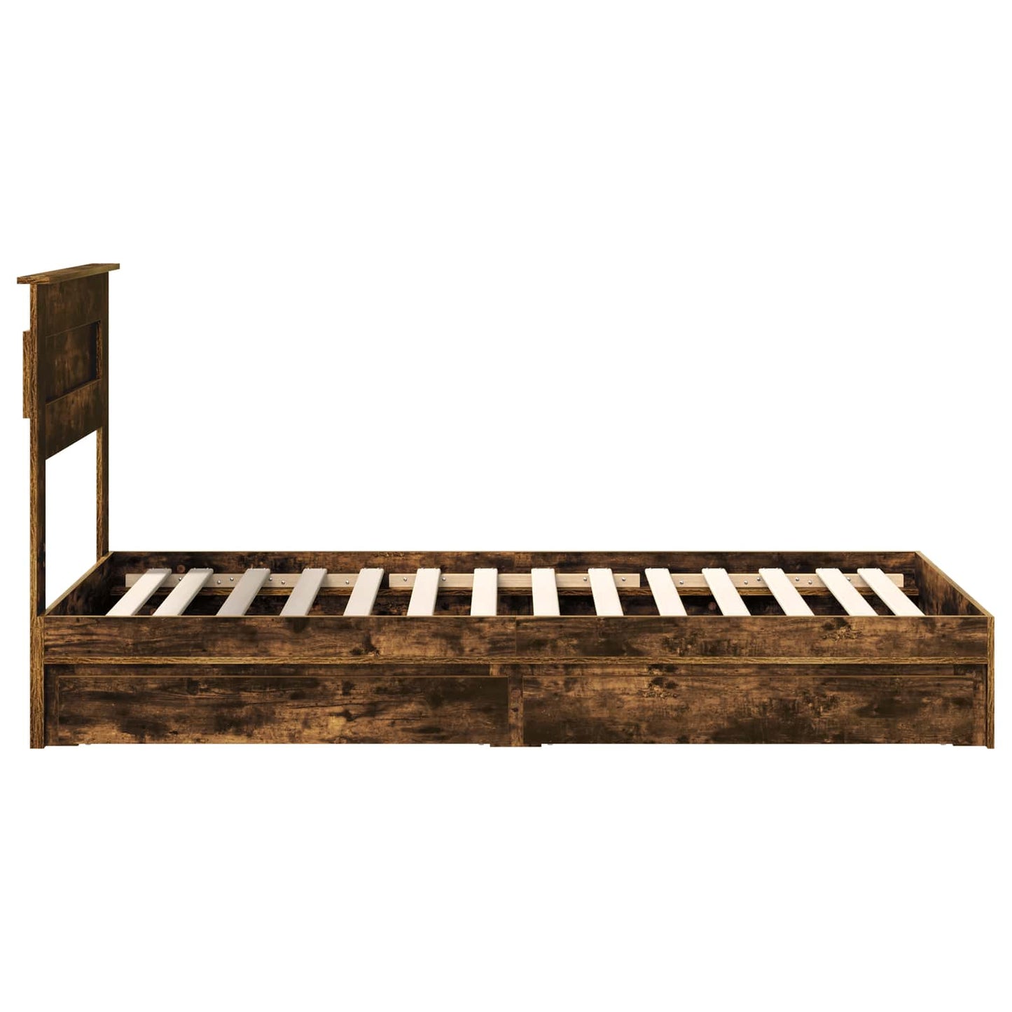 Storage Bed with Drawer Smoked Oak 100 x 200 cm Engineered Wood